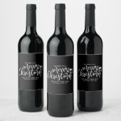 Chic Script Black Merry Christmas Vin Étiquette (Bouteilles)