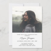 Chic Script Black Two Photo Graduparty Kaart (Achterkant)