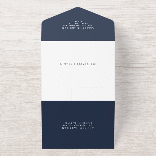 Chic Script Blauw 60ste verjaardagsfeest All In One Uitnodiging (Buiten)