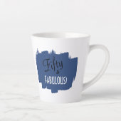 Chic Script Blauw Schema Vijftig & FABULOUS Verjaa Latte Mok (Rechts)