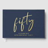 Chic Script Blue 50th Birthday Party (Recto)