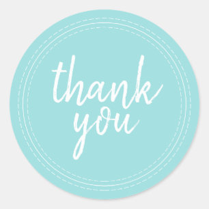 Chic Script Blue Dank je cadeaulabel Ronde Sticker