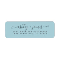 Chic Script Blue Glow Wedding Return-adres