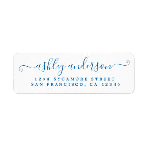 Chic Script Blue Ink Name Return-adres Etiket
