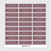 Chic Script Bourgogne Mariage Étiquette de adresse (Feuille)