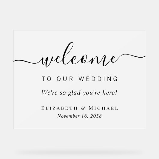 Chic Script bruiloft welkom Frosted Acryl Bord (Voorkant)