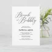Chic Script Brunch en Bruisende Bruiloftsdouche Kaart (Staand voorkant)