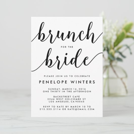 Chic Script Brunch Invitations de douche nuptiale (Debout devant)