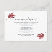 Chic Script Burgundy Leaf Wedding Information Informatiekaartje (Voorkant)