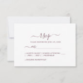 Chic Script Burgundy Minimal Wedding RSVP Kaartje (Voorkant)