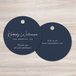 Chic Script Business Blue Thank You Gift Tag Bedankjes Labels