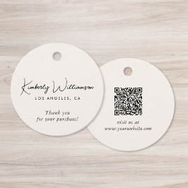 Chic Script Business QR Code Thank You Gift Tag Bedankjes Labels