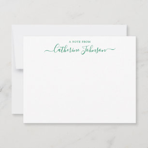 Chic Script Calligraphy A Note of Forest Green Notitiekaartje