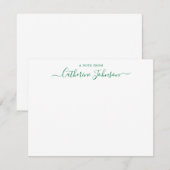 Chic Script Calligraphy A Note of Forest Green Notitiekaartje (Voorkant / Achterkant)