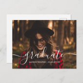 Chic Script Calligraphy Afstuderen Foto Aankondigingskaart (Voorkant / Achterkant)