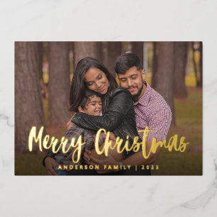 Chic Script Calligraphy Family Folie Feestdagenkaart