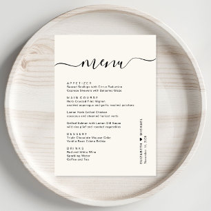 Chic Script Crème Trouwreceptie Menu