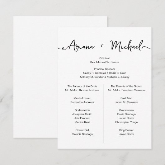 Chic script Custom Entourage lijst Eenvoudige brui Kaart (Voorkant / Achterkant)