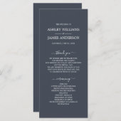 Chic Script Dark Blue Simple Minimal Wedding Programma (Voorkant / Achterkant)