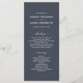 Chic Script Dark Blue Simple Minimal Wedding Programma (Voorkant)