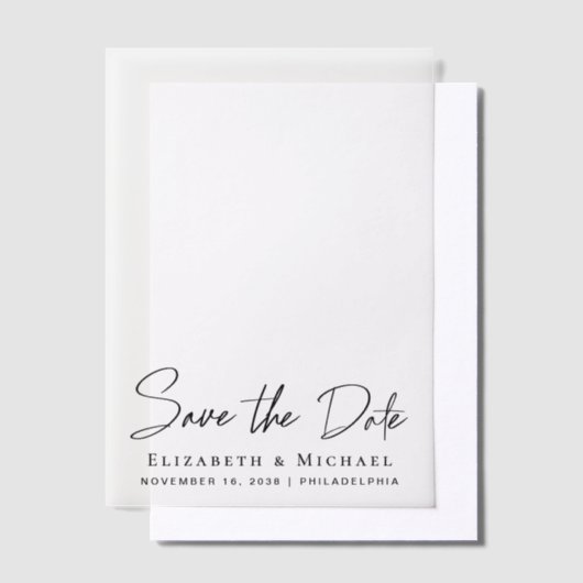 Chic Script De Vellum-overlay-datum opslaan Vellum Uitnodigingen (Offset)