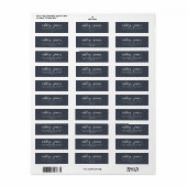 Chic Script Donkerblauwe Huwelijksreactieadres Etiket (Full Sheet)