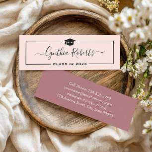 Chic Script Dusty Roos Roze Afstuderen Mini Visitekaartje