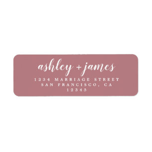 Chic Script Dusty Roos Wedding Return Address Etiket