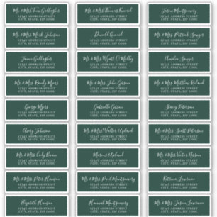 Chic Script Emerald Green Guest Adresetiketten Sticker