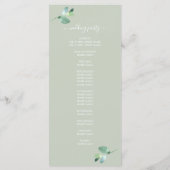 Chic Script Eucalyptus Foliage Green Wedding Programma (Achterkant)