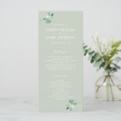 Chic Script Eucalyptus Foliage Green Wedding Programma (Staand voorkant)