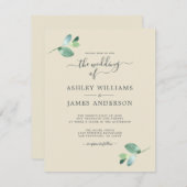 Chic Script Eucalyptus Foliage Minimal Weddenschap Kaart (Voorkant / Achterkant)