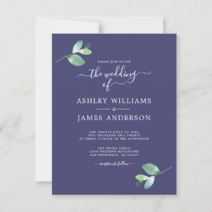Chic Script Eucalyptus Loof Minimal Huwelijk Kaart