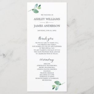 Chic Script Eucalyptus Loof Minimal Huwelijk Programma
