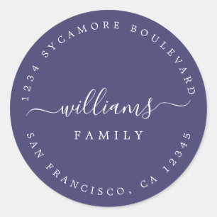 Chic Script Familienaam Retouradres Ronde Sticker
