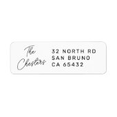 Chic Script Family Name & Modern Left Address Etiket (Voorkant)