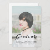 Chic Script Faux Vellum Effect Photo Afstuderen Kaart (Voorkant / Achterkant)