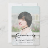Chic Script Faux Vellum Effect Photo Afstuderen Kaart (Voorkant)