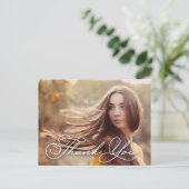 Chic Script Foto Afstudeer Bedankt Briefkaart (Staand voorkant)