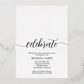 Chic Script Foto Afstuderen Goud Folie Uitnodiging (Achterkant)