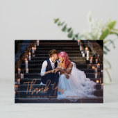 Chic-script | Foto Collage Weddenschap Hartelijk d Folie Uitnodiging (Staand Voorkant)