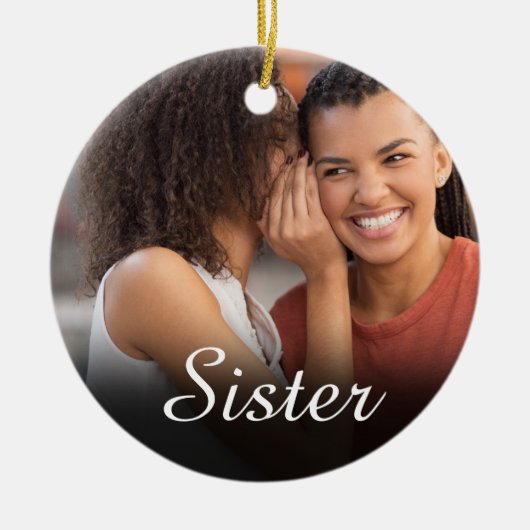 Chic Script Foto Girl Roze Zus Definitie Keramisch Ornament (Voorkant)