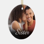 Chic Script Foto Lief Roze Zus Definitie Keramisch Ornament (Rechts)