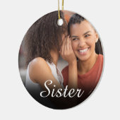 Chic Script Foto Lief Roze Zus Definitie Keramisch Ornament (Links)