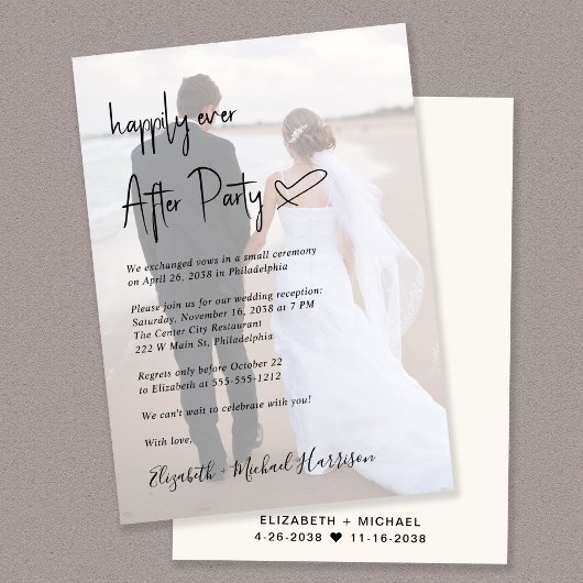 Chic Script Foto Overlay Cream bruiloft receptie Kaart
