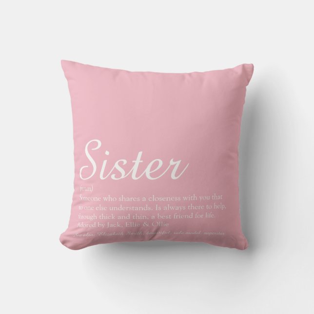 Chic Script Fun Roze Beste Zus Ooit Definitie Kussen (Voorkant)