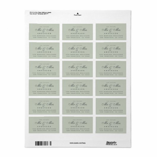 Chic Script Future M. Mme La Mariage Étiquette de  (Feuille entière)