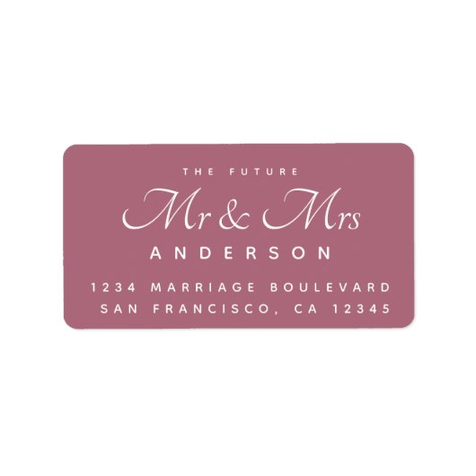 Chic Script Future M. Mme La Mariage Étiquette de (Devant)