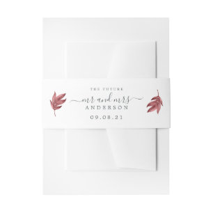 Chic Script Future Mr. Burgundy Leaf Wedding Uitnodigingen Wikkel