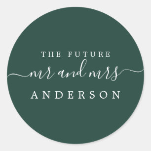 Chic Script Future Mr. Dark Green Wedding Ronde Sticker